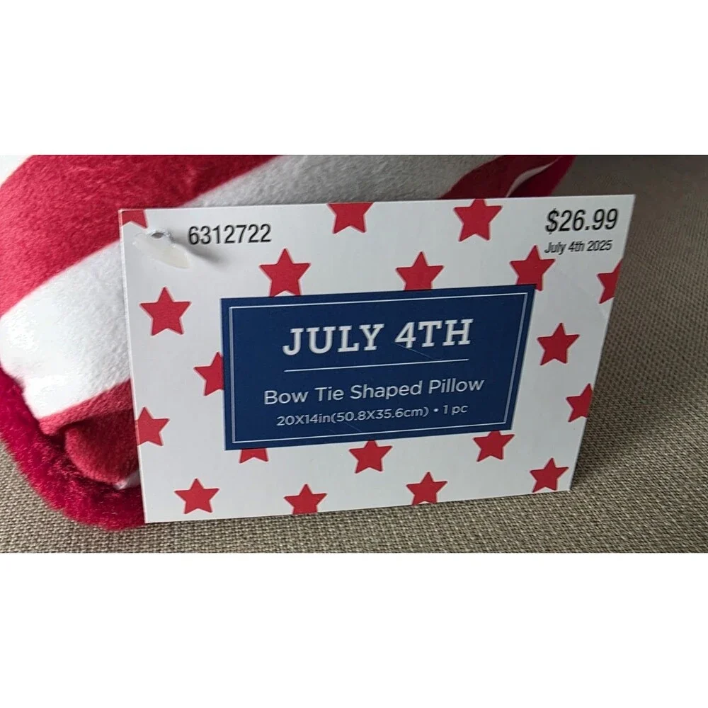 4th of July Patriotic Bow Stars & Stripes Throw Pillow 20
